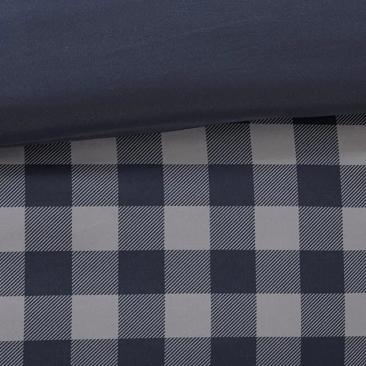 Reversible Baffalo Check 3-Piece Comforter Set, Blue