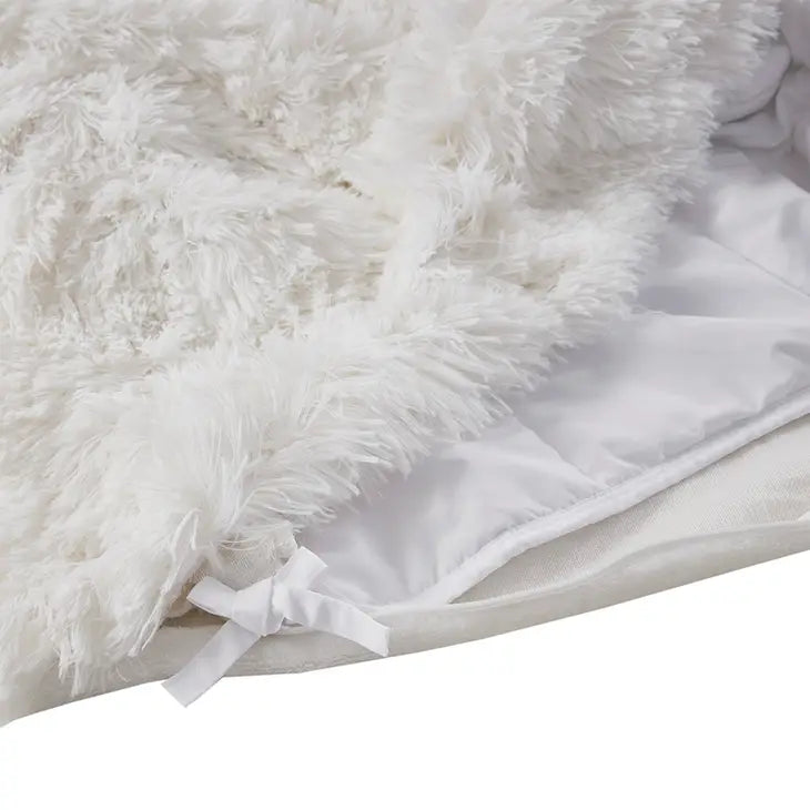 Weighted Blanket Shaggy Fur Throw 12 or 18 LB, Ivory