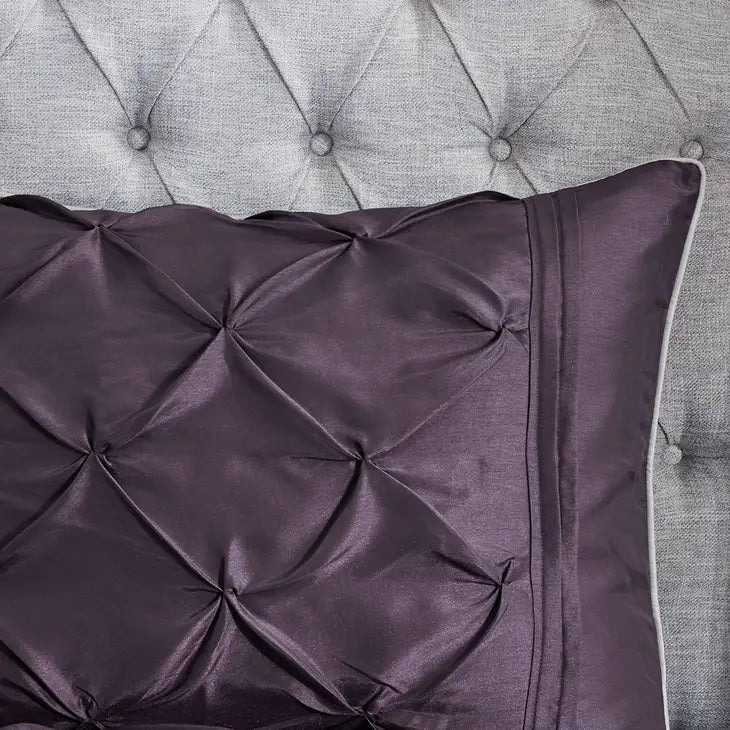 Silky Tufted 7-Piece Comforter Set, Plum Purple