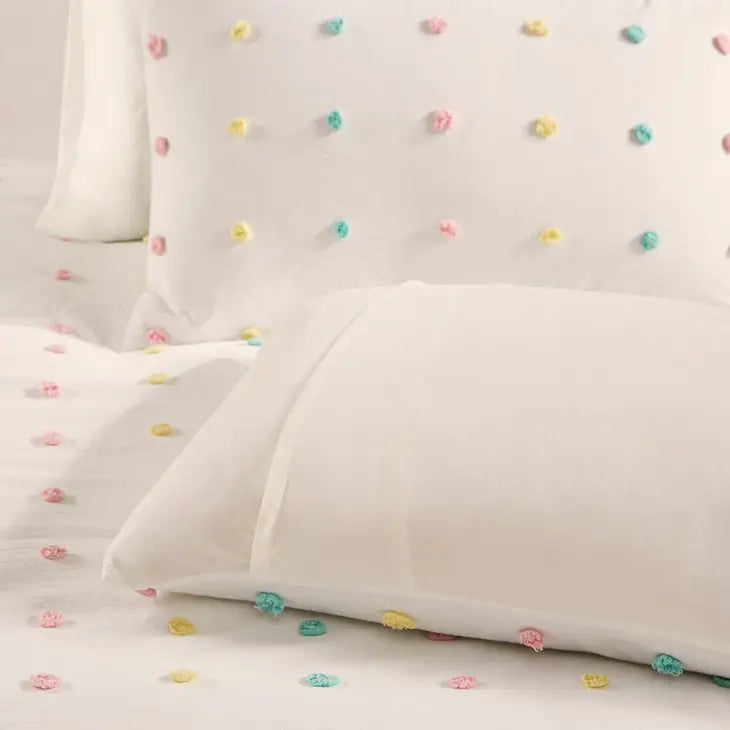 Pom-Pom Rainbow Comforter, Duvet Cover, Coverlet Set, Pastel