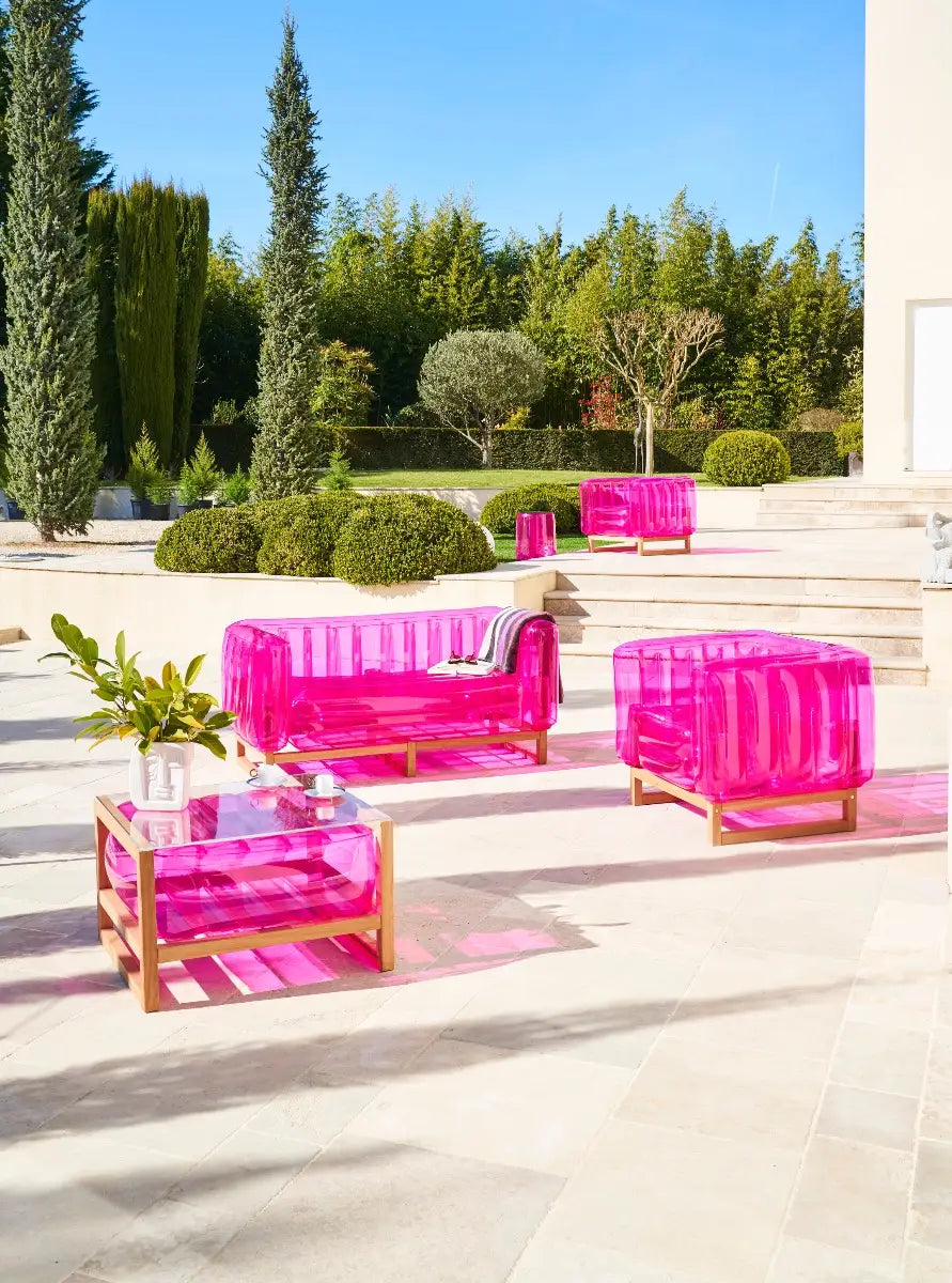 Crystal Pink Wood and TPU Design Armchair