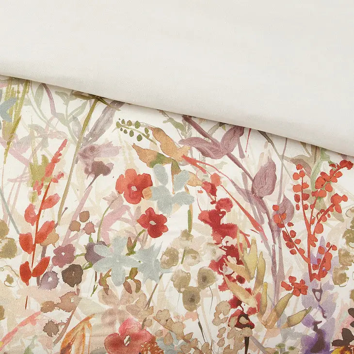 Watercolor Garden Floral Comforter/Duvet Cover Set