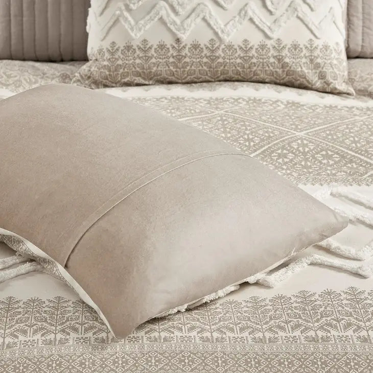 Tufted 3-Piece Comforter or Duvet Cover Set, Taupe