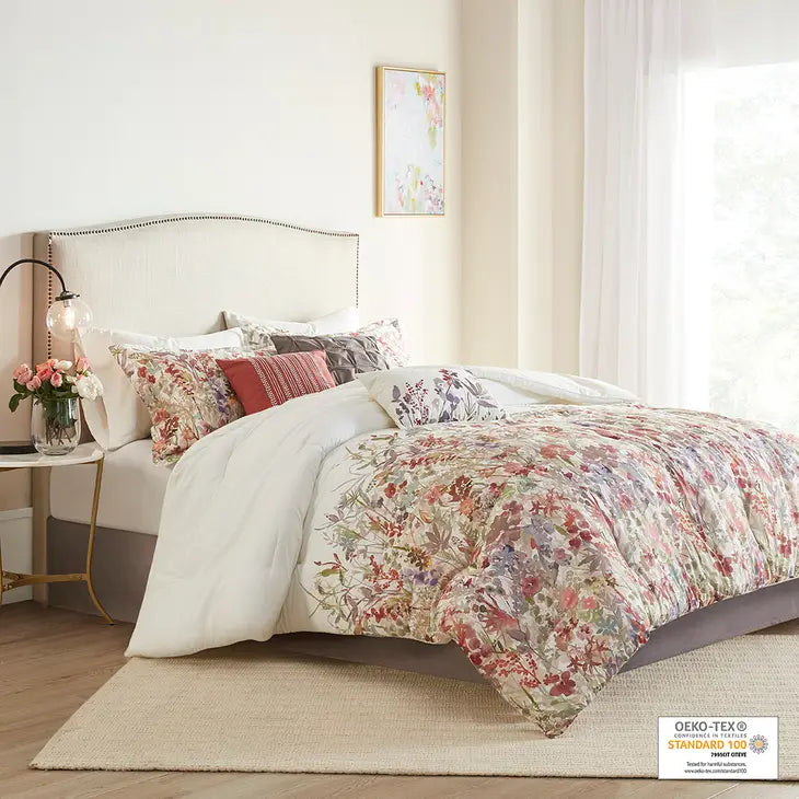 Watercolor Garden Floral Comforter/Duvet Cover Set