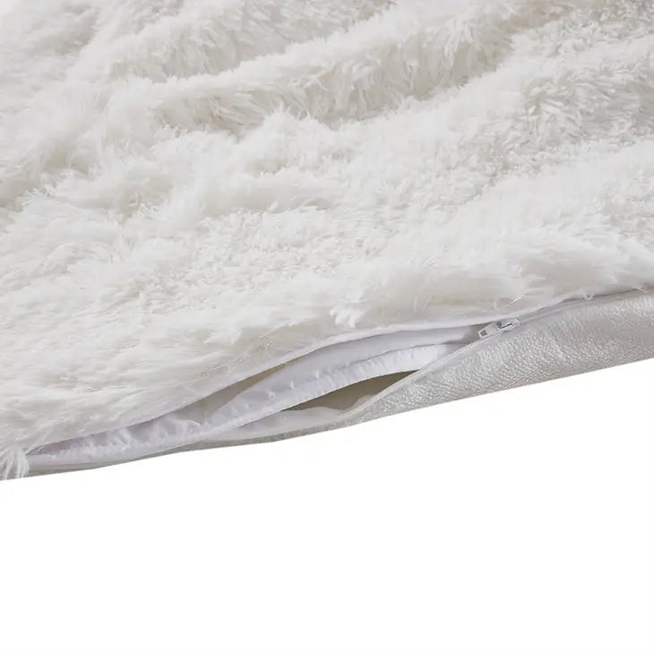 Weighted Blanket Shaggy Fur Throw 12 or 18 LB, Ivory
