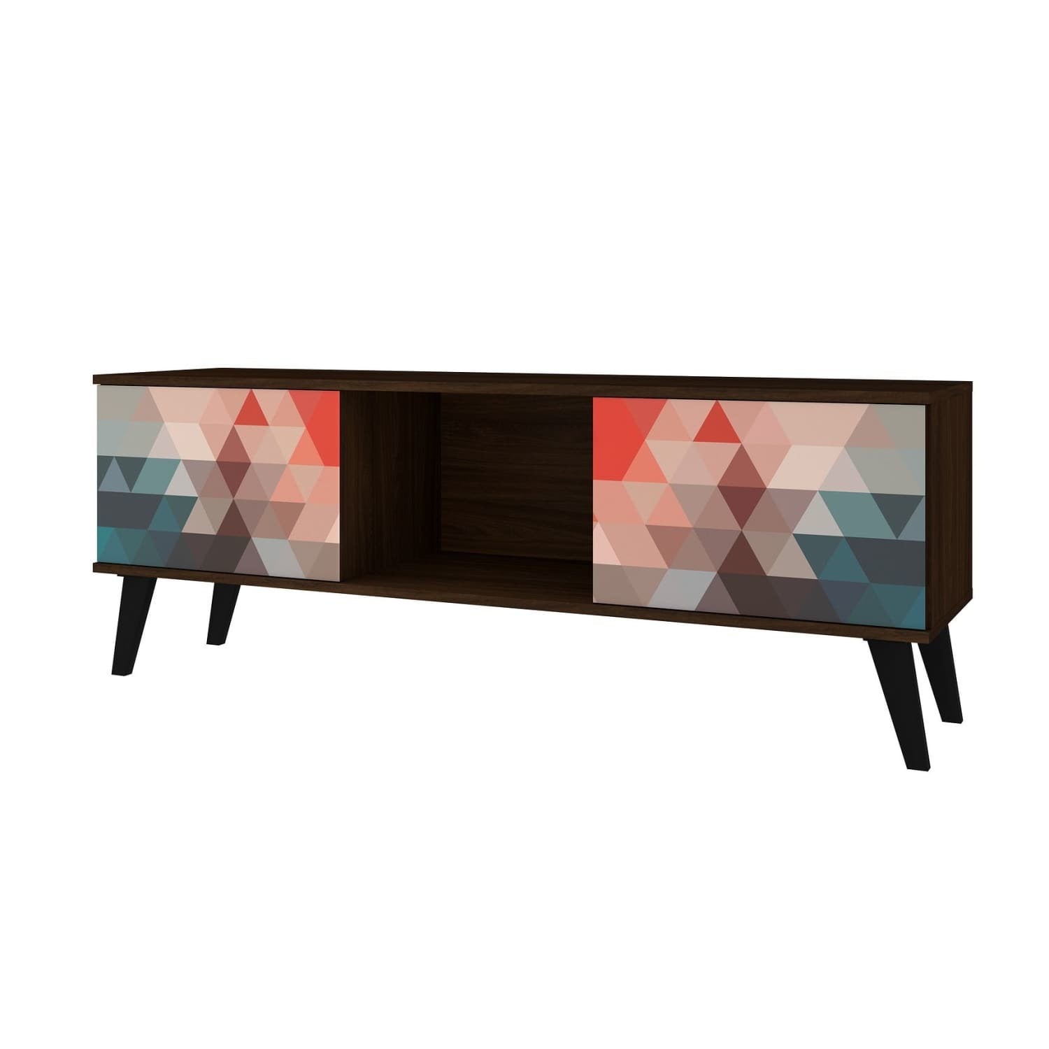 Manhattan Comfort Doyers 53.15 Mid-Century Modern TV Stand in Multi Color Red and Blue