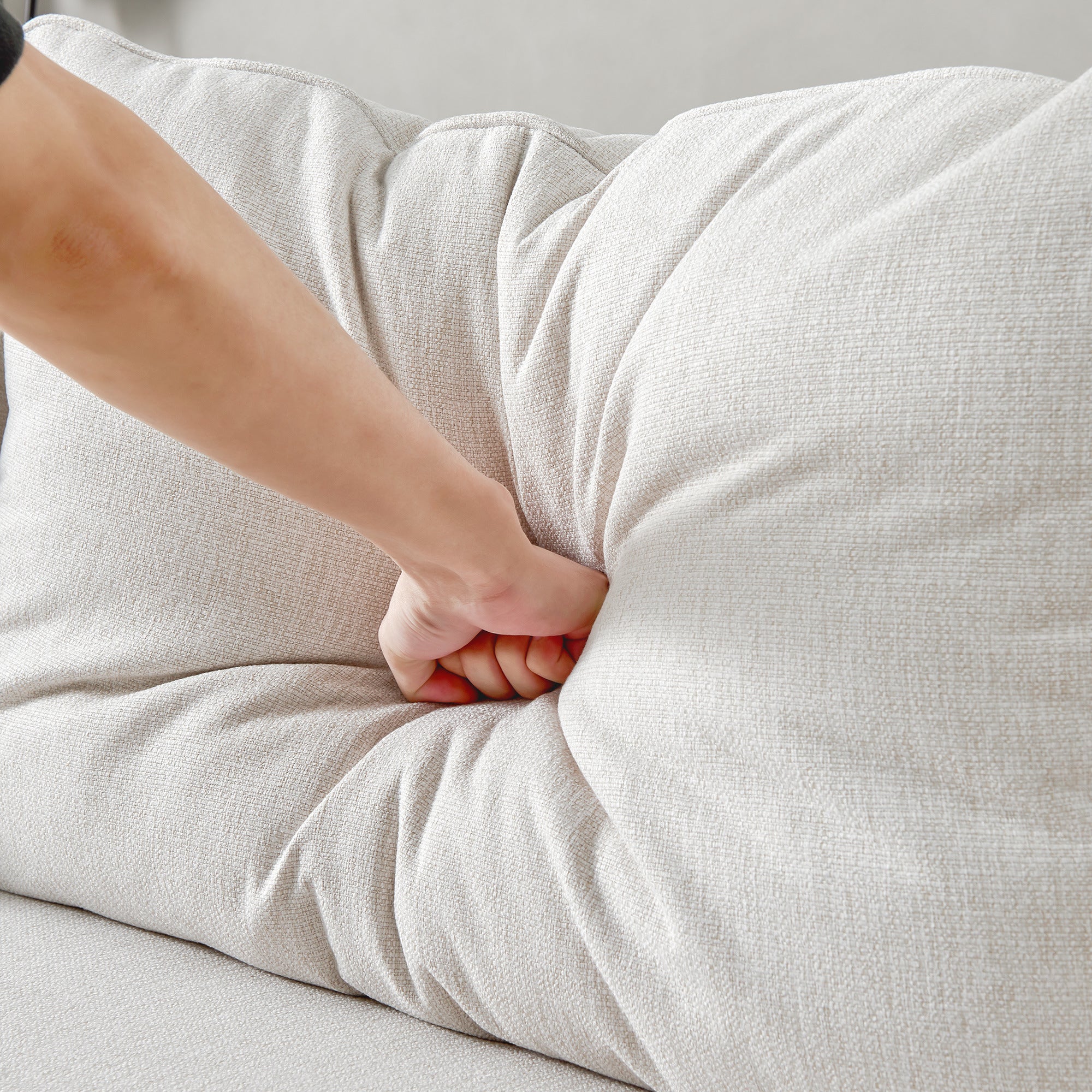 L-Shaped Linen Sectional Sofa With Left Chaise - Beige