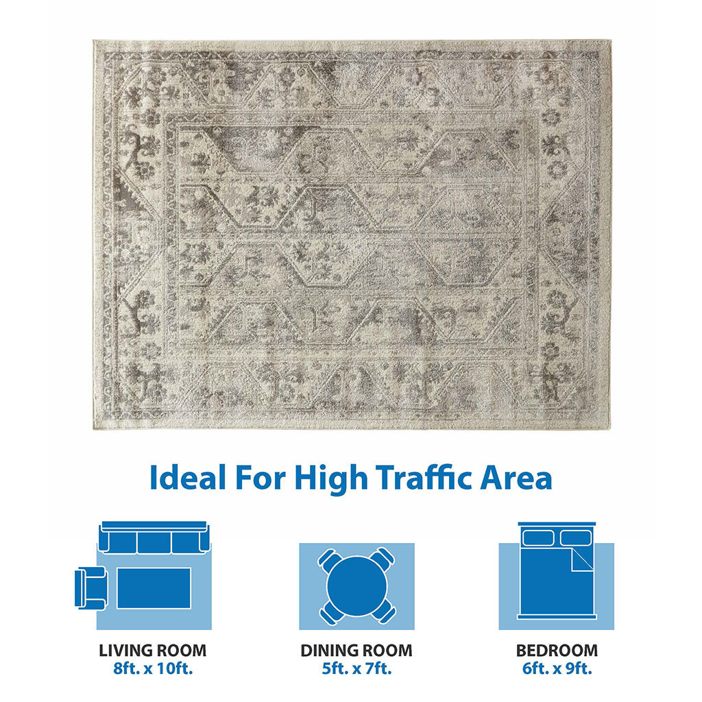 Tiled Border Area Rug 6' x 9'