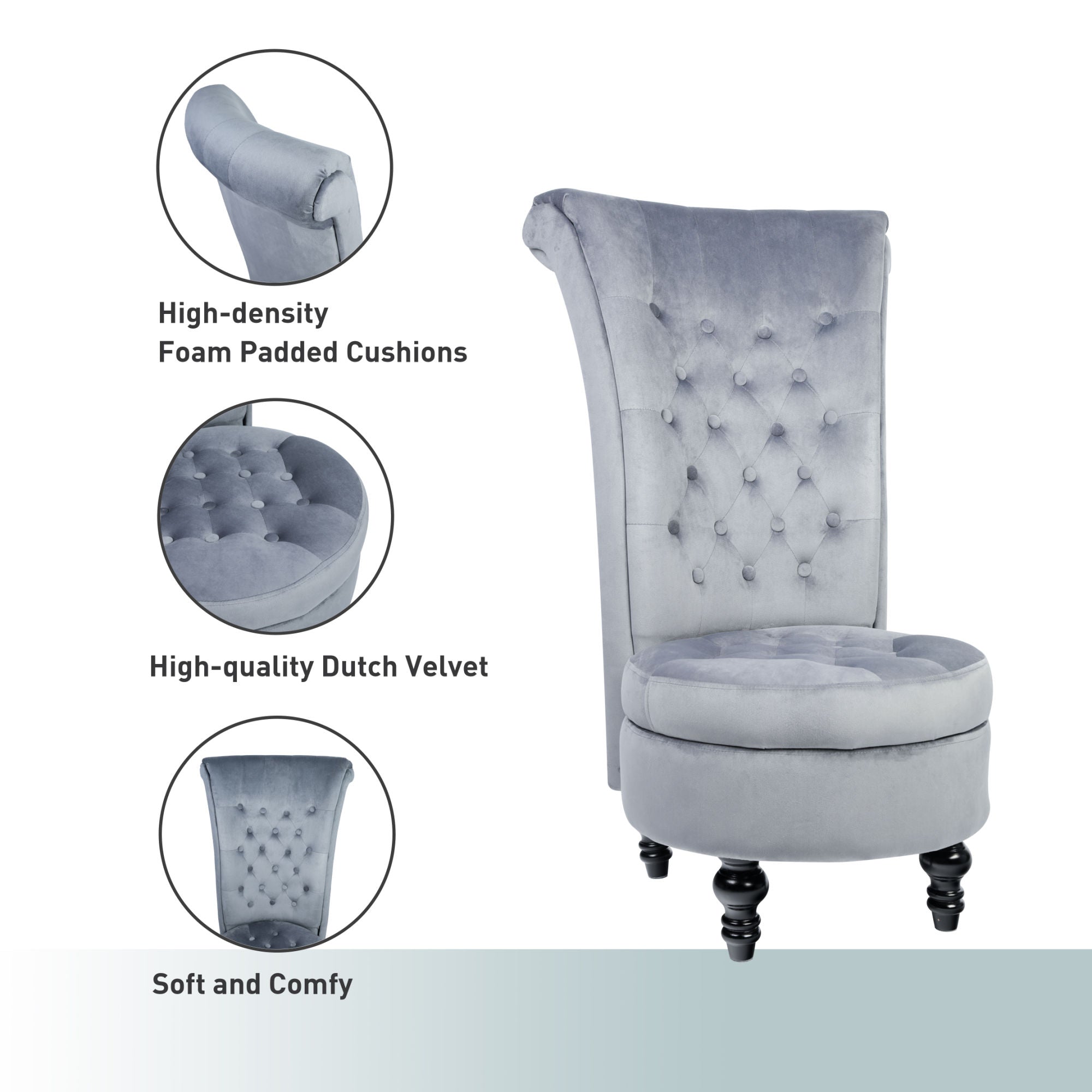 Royal Velvet High Back Armless Chair