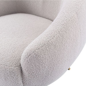 Modern Comfy Leisure Accent Chair Teddy Short Plush Particle Velvet Armchair with Ottoman for Living Room