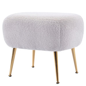 Modern Comfy Leisure Accent Chair Teddy Short Plush Particle Velvet Armchair with Ottoman for Living Room