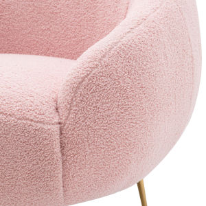 Modern Comfy Leisure Accent Chair Teddy Short Plush Particle Velvet Armchair with Ottoman for Living Room