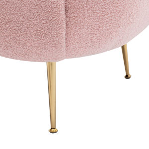 Modern Comfy Leisure Accent Chair Teddy Short Plush Particle Velvet Armchair with Ottoman for Living Room