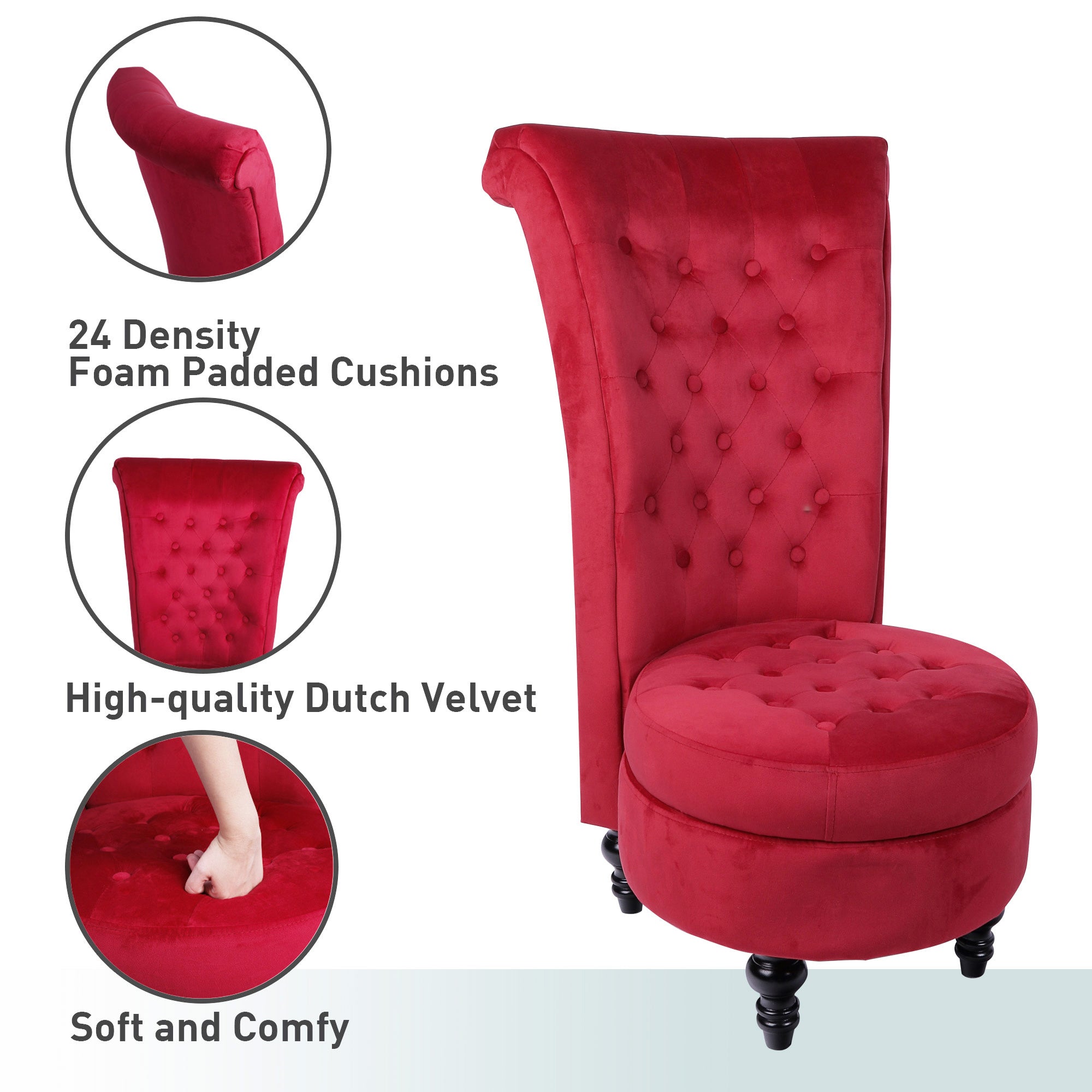 Royal Velvet High Back Armless Chair