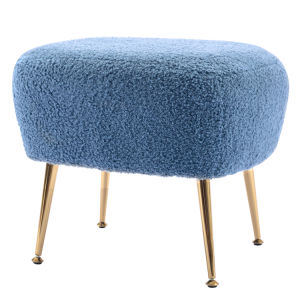 Modern Comfy Leisure Accent Chair Teddy Short Plush Particle Velvet Armchair with Ottoman for Living Room