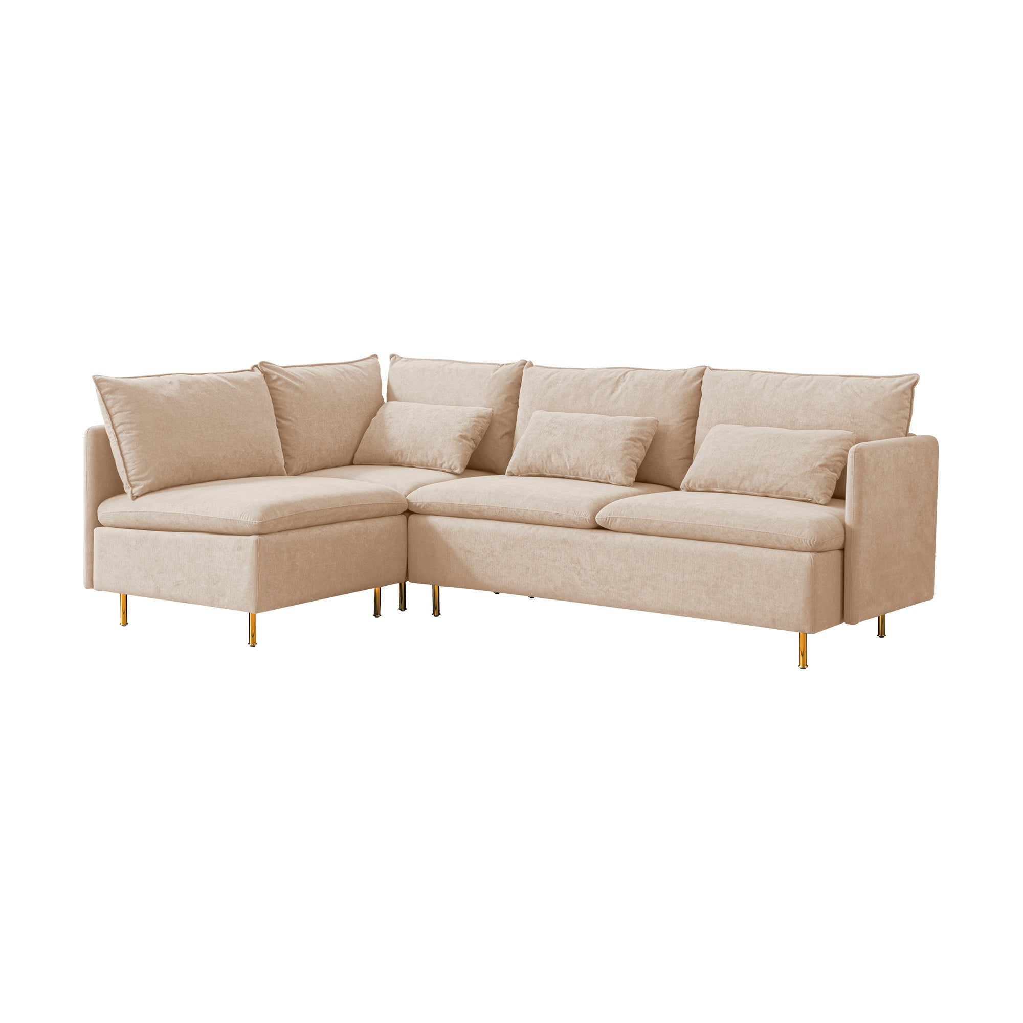 Modular L-shaped Corner sofa ; Left Hand Facing Sectional Couch; Beige Cotton Linen-90.9''