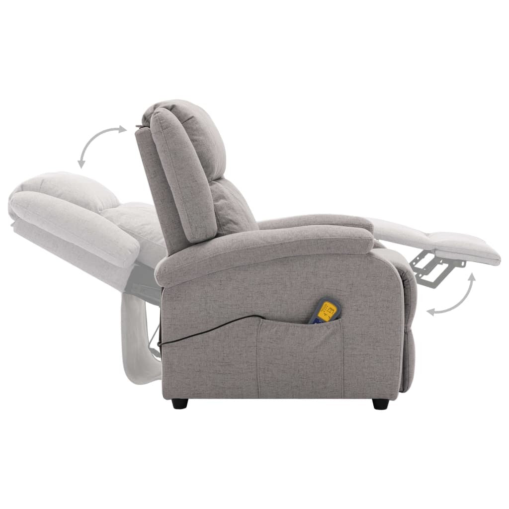Massage Recliner Light Gray Fabric
