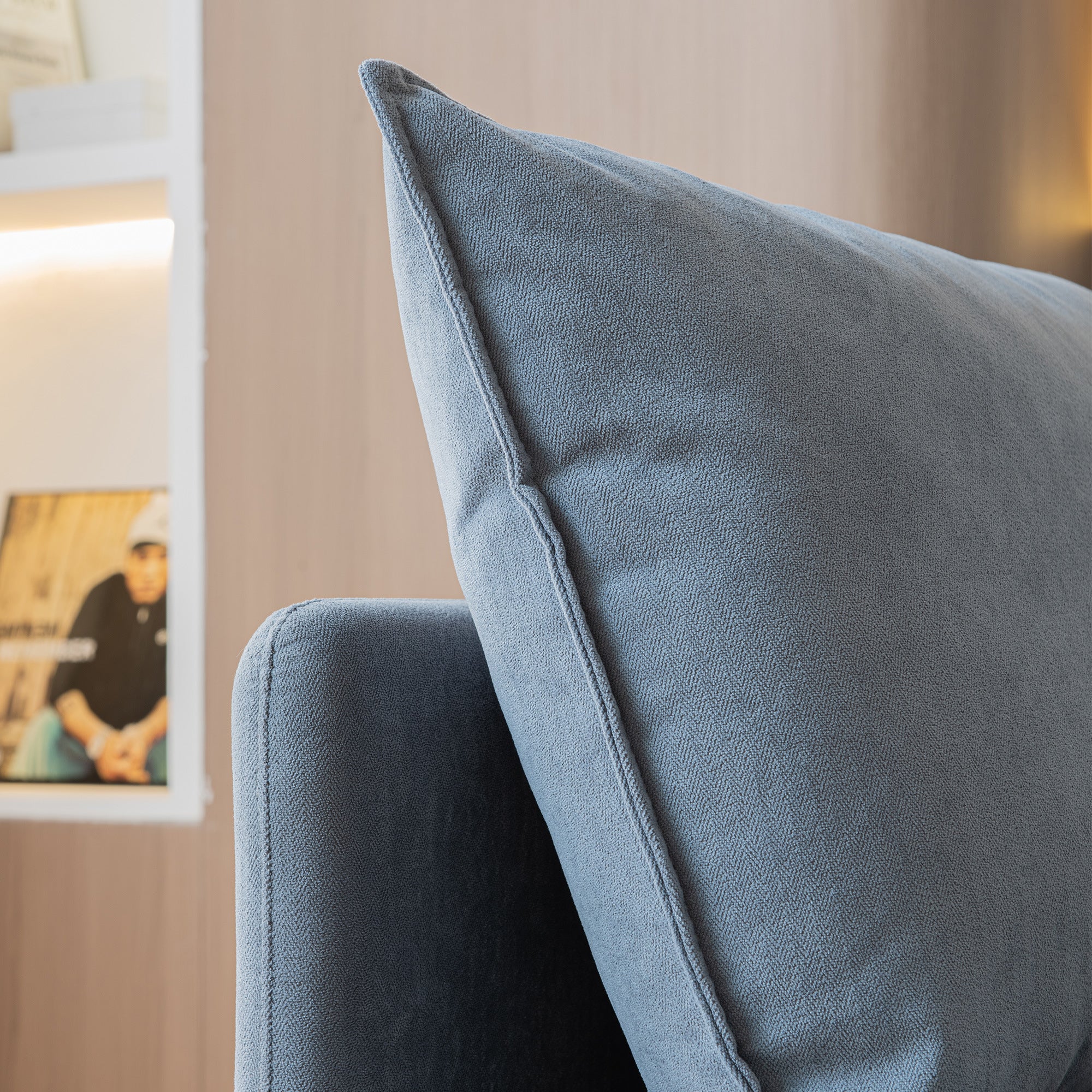 Modular L-shaped Corner sofa ; Left Hand Facing Sectional Couch; Grey Cotton Linen-90.9''