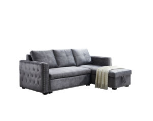 Sectional Sofa with Pulled Out Bed 2 Seats Sofa and Reversible Chaise with Storage