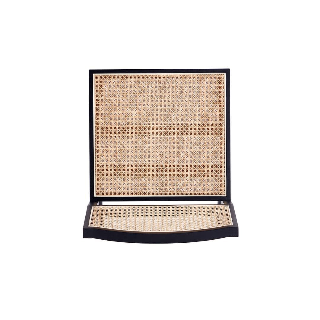 Manhattan Comfort Hamlet Dining Chair in Black and Natural Cane - Set of 2