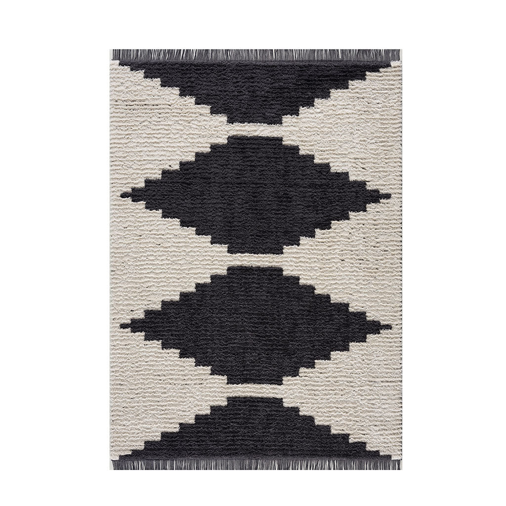 Black & Ivory Modern Area Rug 6x9
