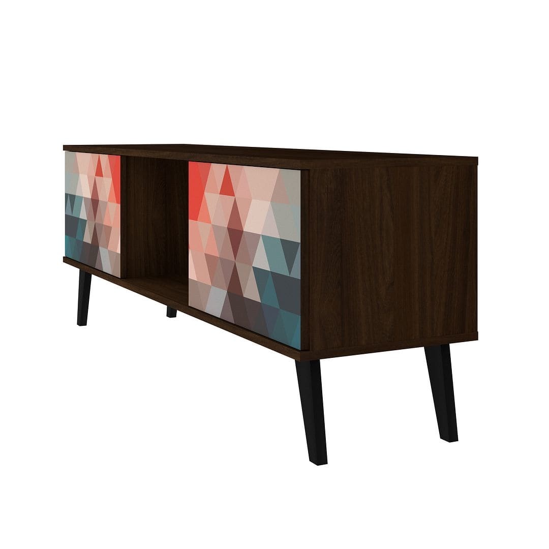 Manhattan Comfort Doyers 53.15 Mid-Century Modern TV Stand in Multi Color Red and Blue