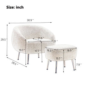 Modern Comfy Leisure Accent Chair Teddy Short Plush Particle Velvet Armchair with Ottoman for Living Room
