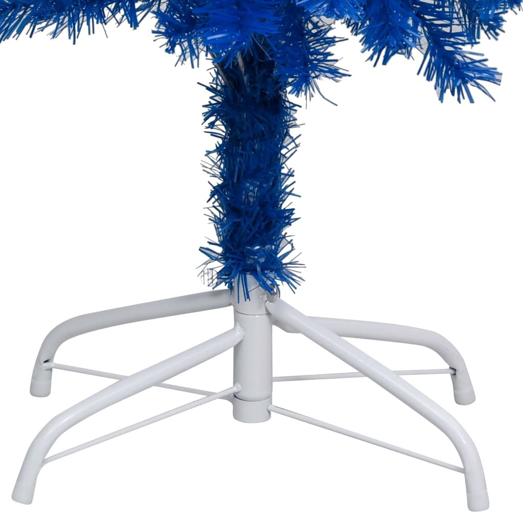 Artificial Christmas Tree with LEDs&Stand Blue 70.9" PVC