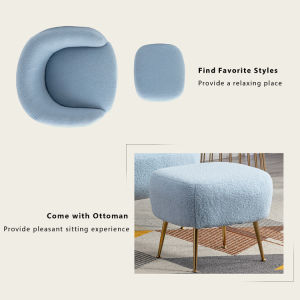 Modern Comfy Leisure Accent Chair Teddy Short Plush Particle Velvet Armchair with Ottoman for Living Room