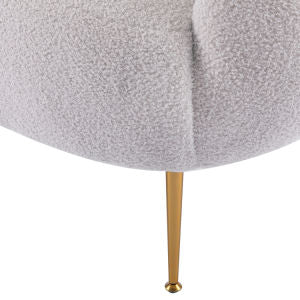 Modern Comfy Leisure Accent Chair Teddy Short Plush Particle Velvet Armchair with Ottoman for Living Room