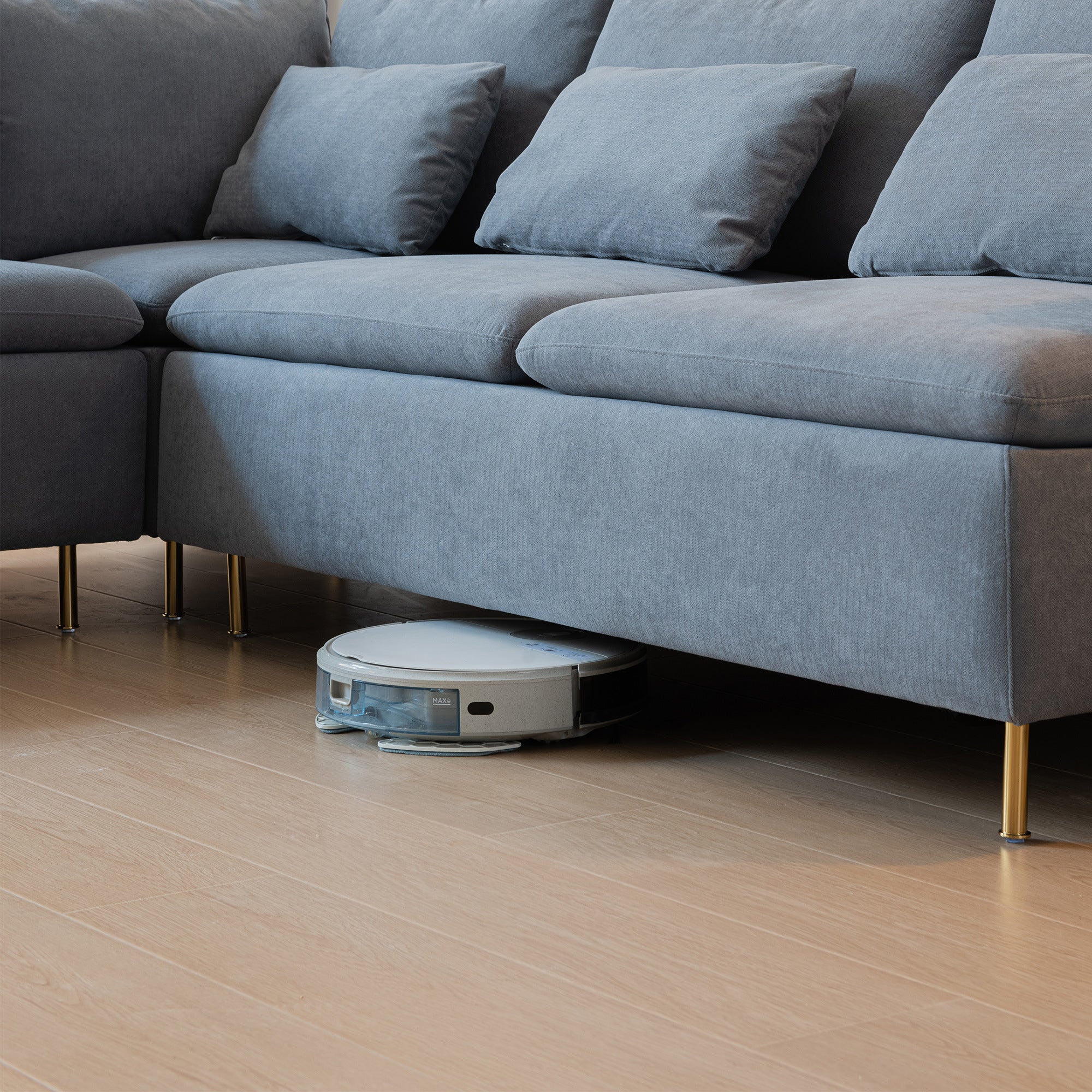 Modular L-shaped Corner sofa ; Left Hand Facing Sectional Couch; Grey Cotton Linen-90.9''