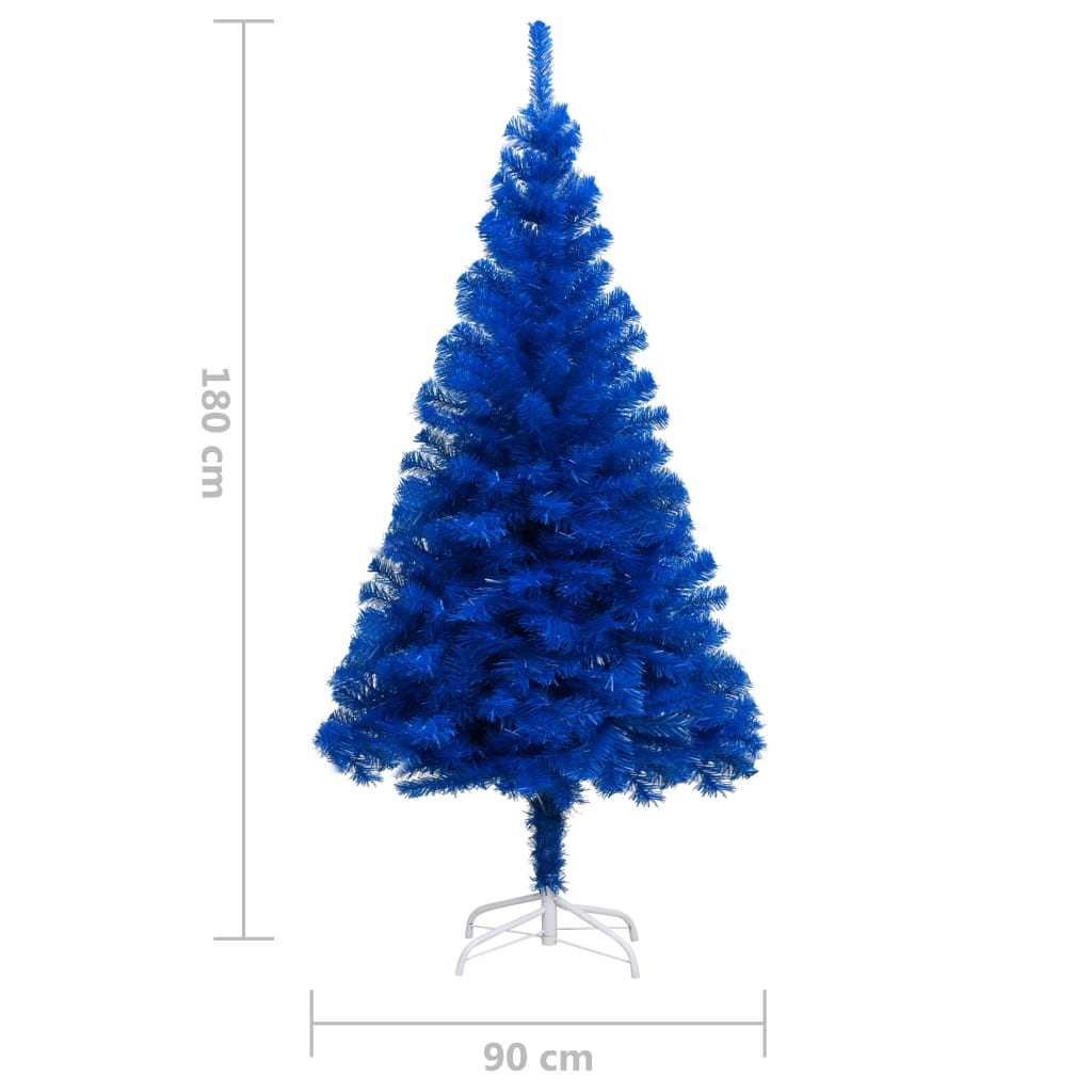 Artificial Christmas Tree with LEDs&Stand Blue 70.9" PVC