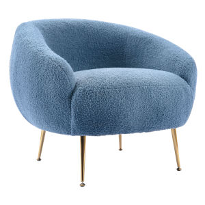 Modern Comfy Leisure Accent Chair Teddy Short Plush Particle Velvet Armchair with Ottoman for Living Room
