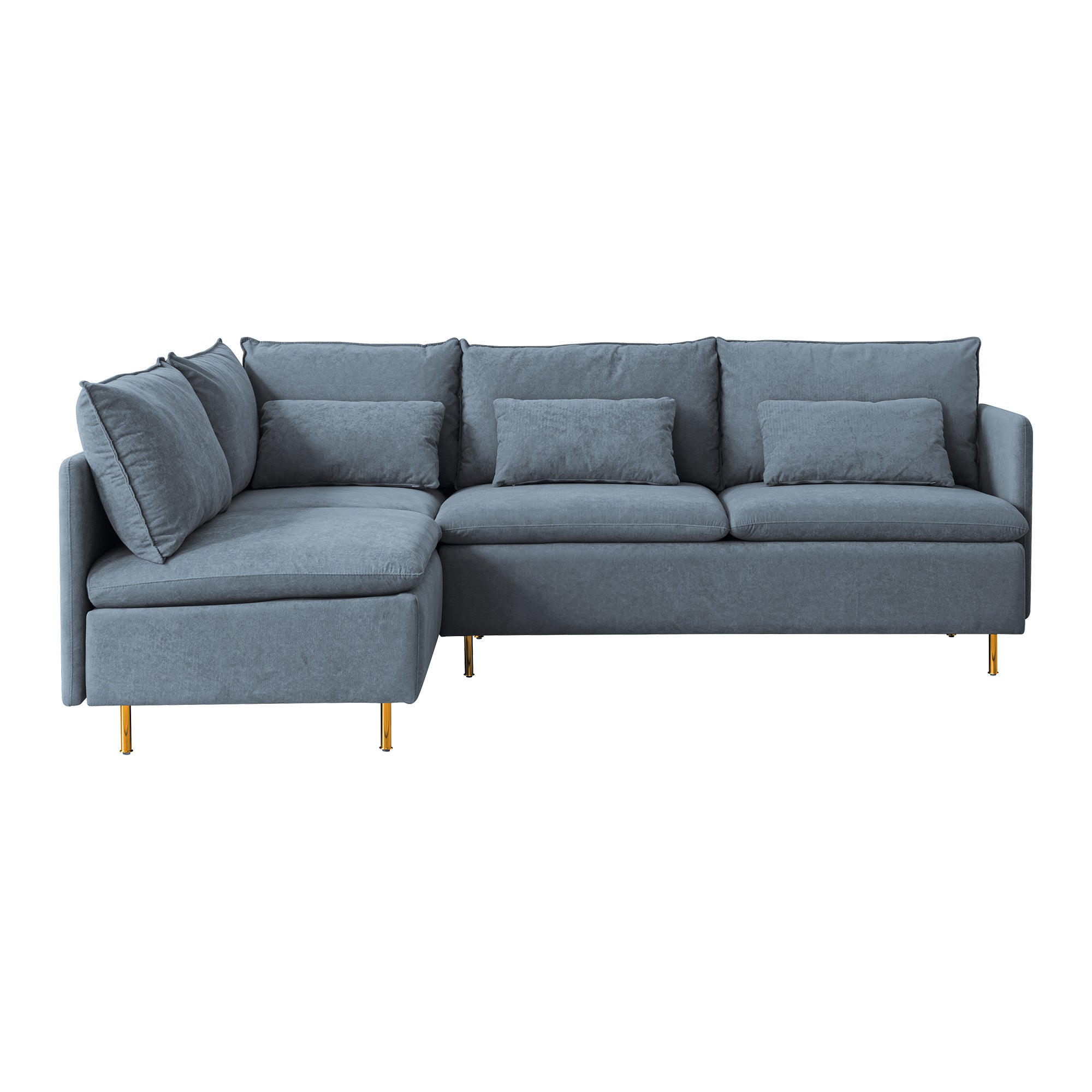 Modular L-shaped Corner sofa ; Left Hand Facing Sectional Couch; Grey Cotton Linen-90.9''