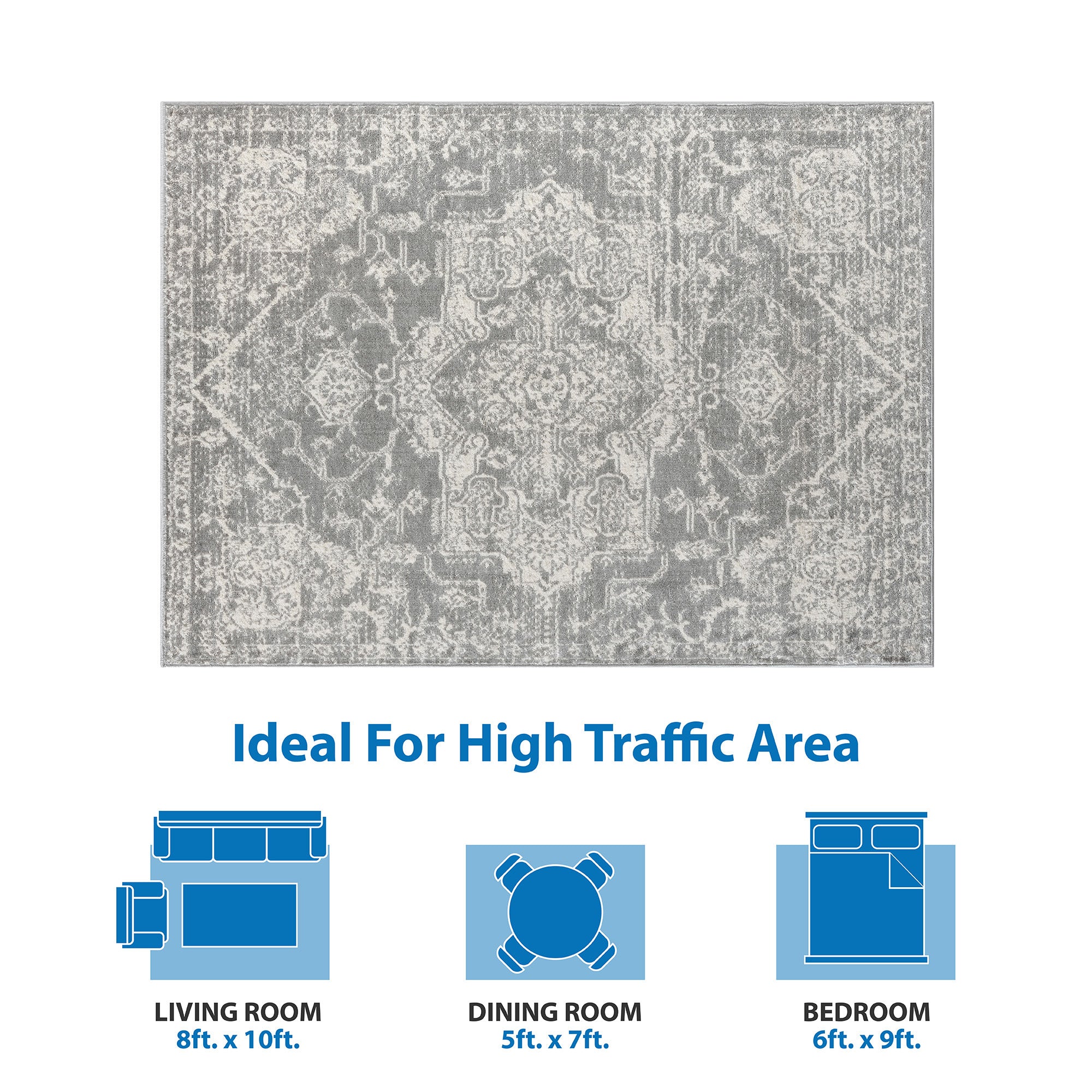 Distressed Medallion Woven Area Rug 5x7