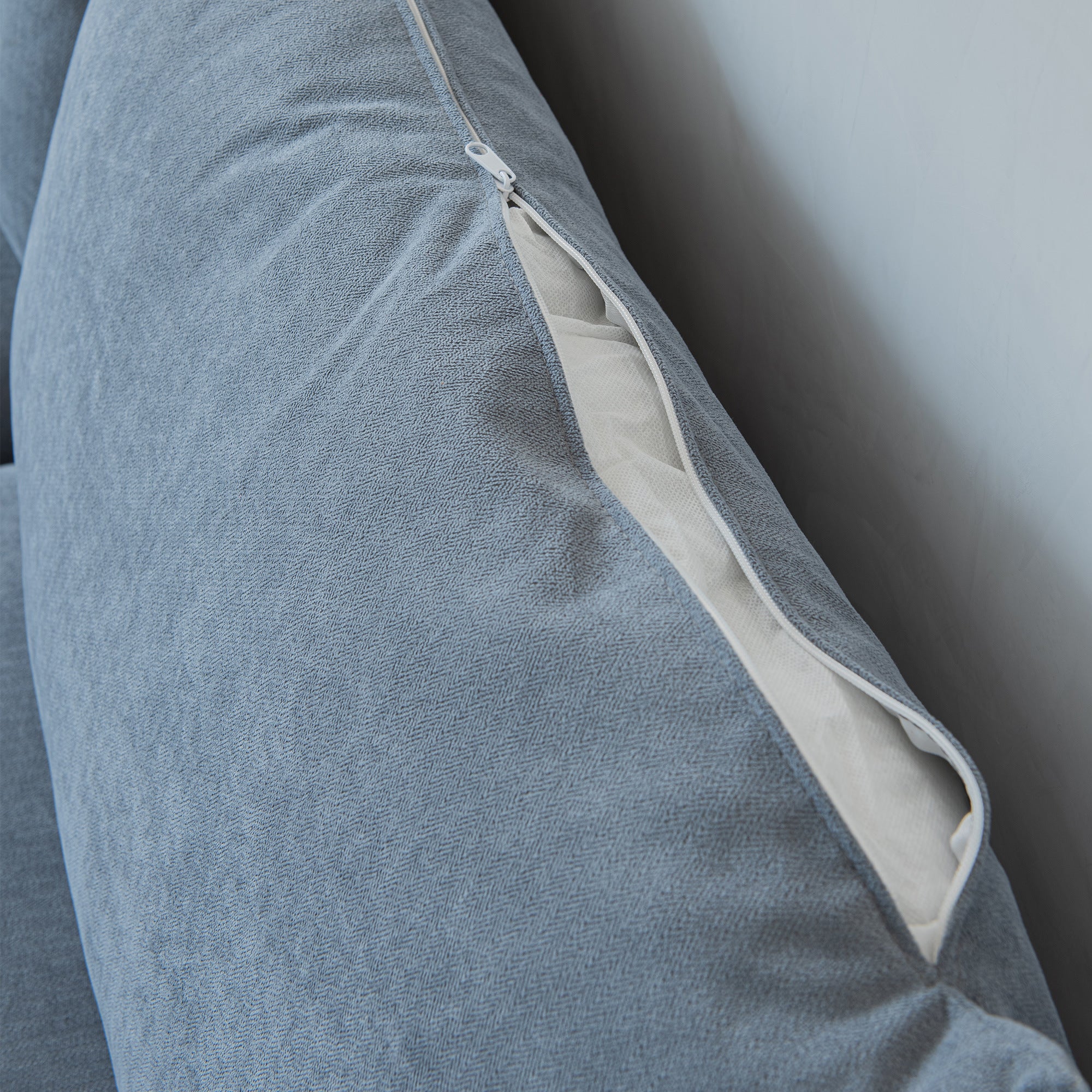 Modular L-shaped Corner sofa ; Left Hand Facing Sectional Couch; Grey Cotton Linen-90.9''