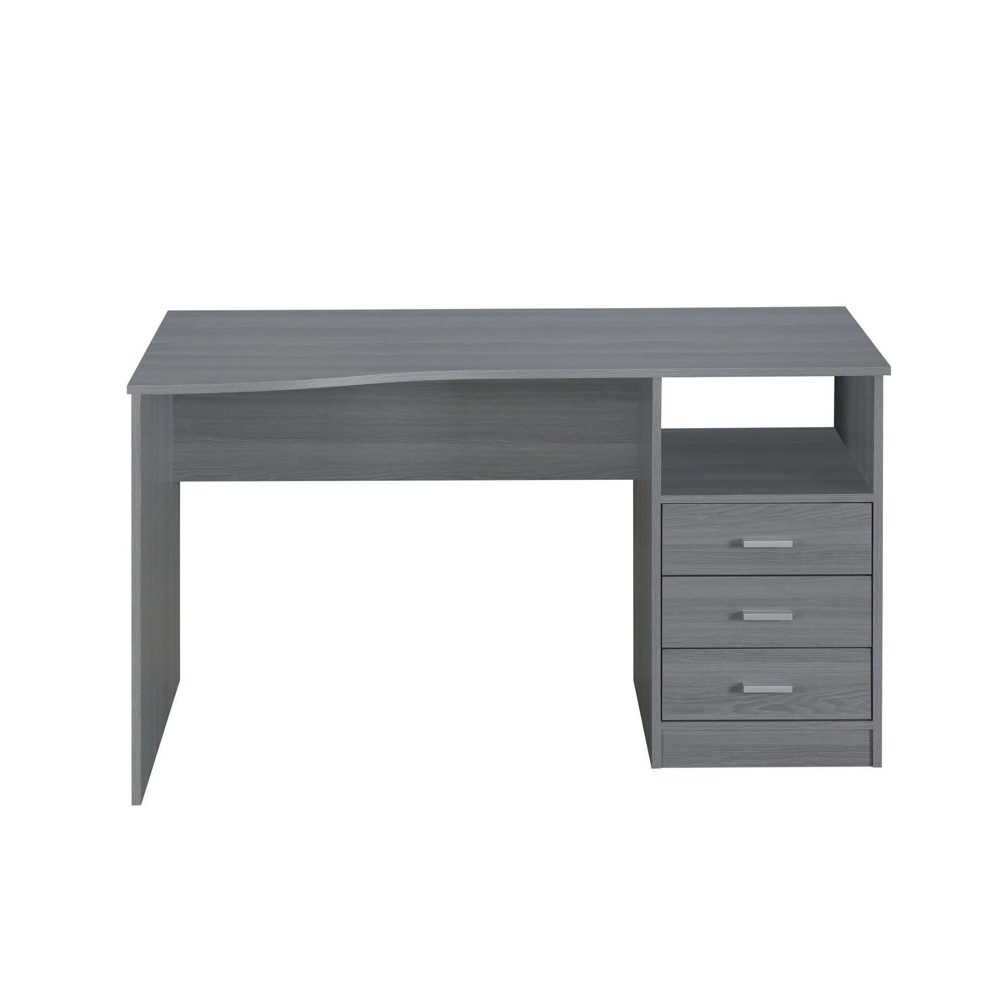 Techni Mobili Classic Computer Desk: Grey with Multiple Drawers