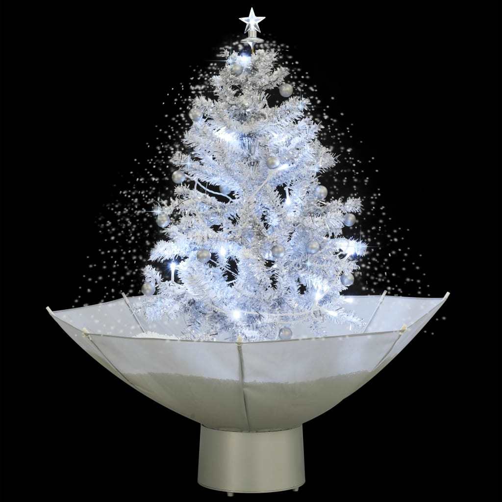Snowing Christmas Tree with Umbrella Base White 29.5"