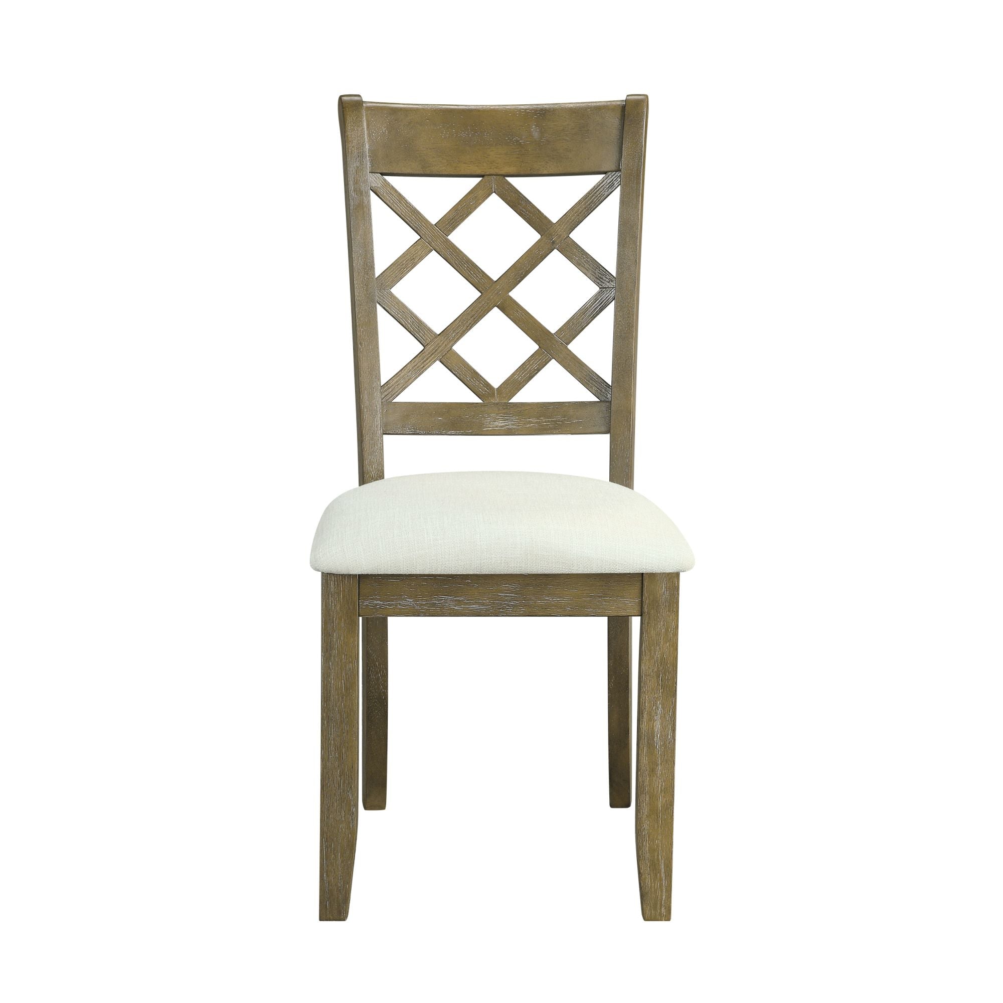 ACME Karsen Side Chair (SET-2) Beige Linen & Rustic Oak Finish DN01450