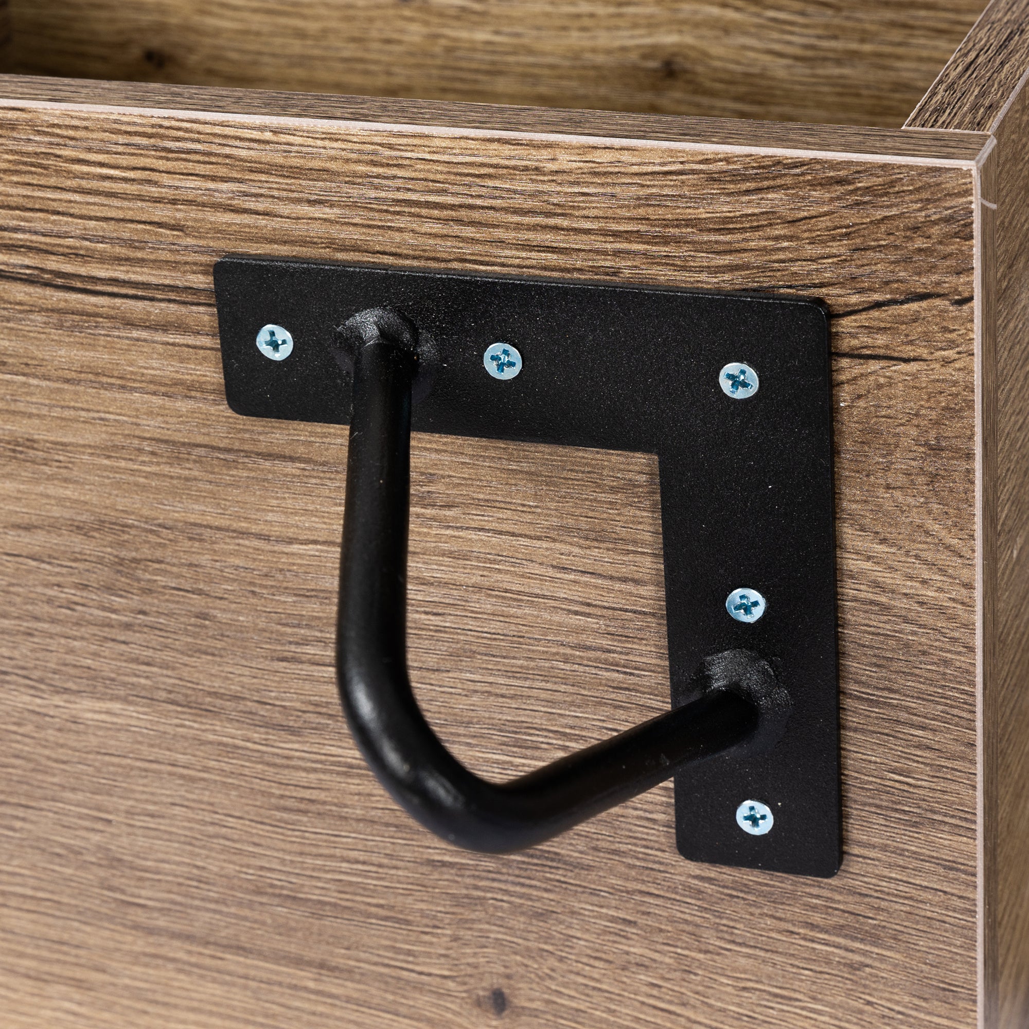 Medieval Profiled Geometry Desk - 43.31 Inches: Modern Writing and Study Desk with Open Lattice Design, V-Shaped Iron Legs,