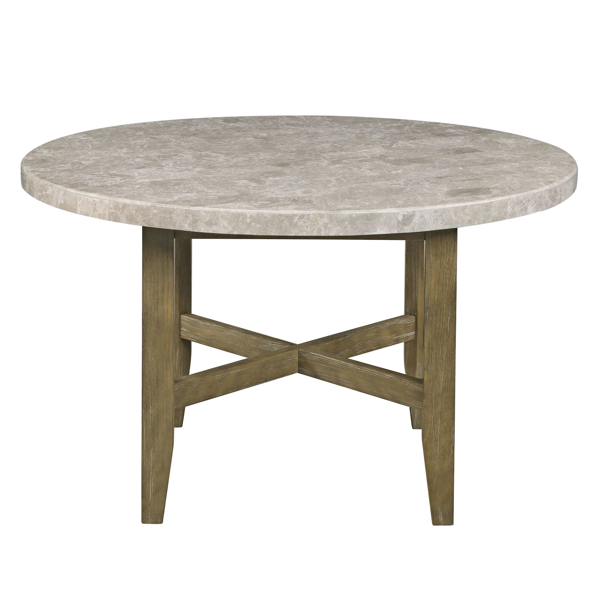 ACME Karsen Dining Table W/Marble Top & Rustic Oak Finish DN01449