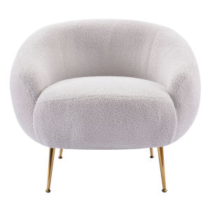 Modern Comfy Leisure Accent Chair Teddy Short Plush Particle Velvet Armchair with Ottoman for Living Room