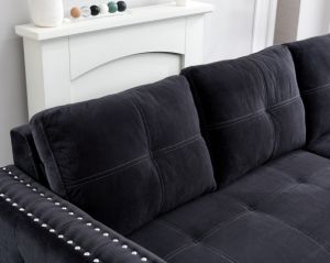 Sectional Sofa with Pulled Out Bed 2 Seats Sofa and Reversible Chaise with Storage