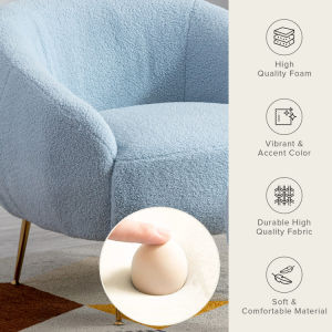 Modern Comfy Leisure Accent Chair Teddy Short Plush Particle Velvet Armchair with Ottoman for Living Room