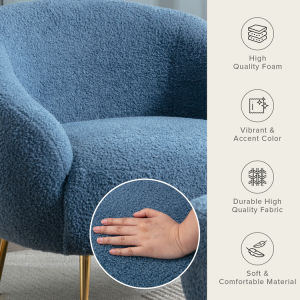 Modern Comfy Leisure Accent Chair Teddy Short Plush Particle Velvet Armchair with Ottoman for Living Room