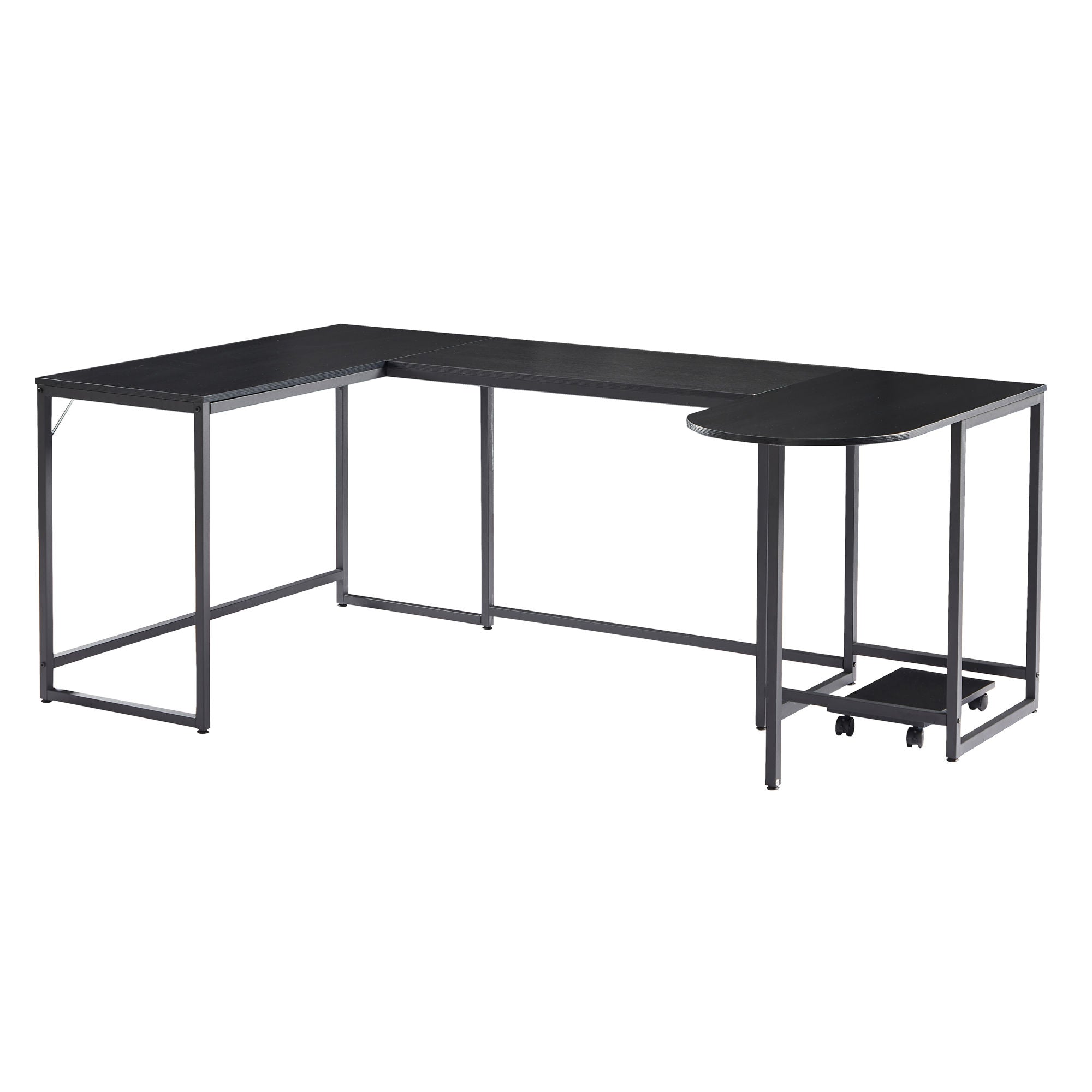 U-shaped Computer Desk - Industrial Corner Writing Desk with CPU Stand