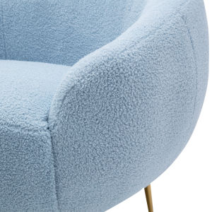 Modern Comfy Leisure Accent Chair Teddy Short Plush Particle Velvet Armchair with Ottoman for Living Room