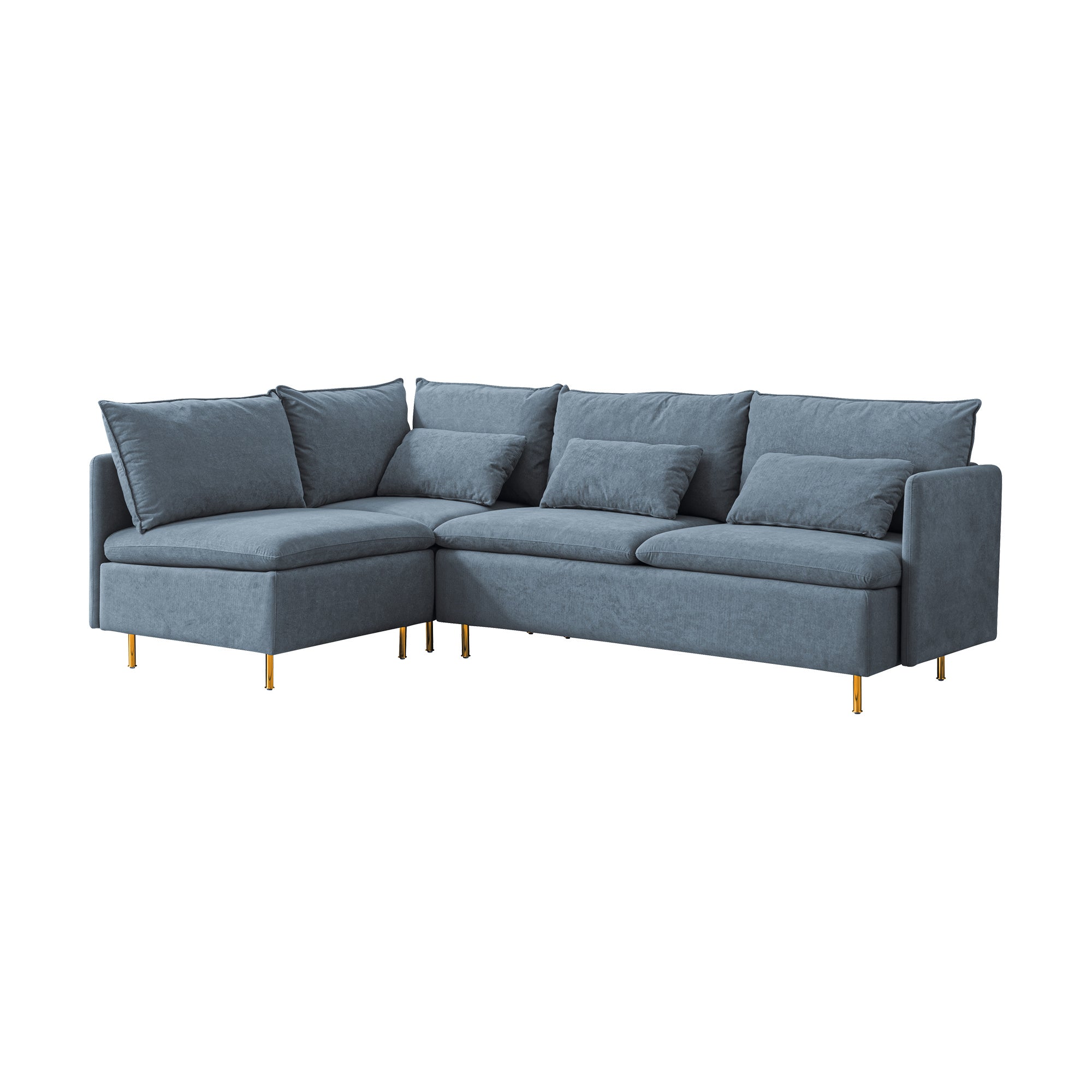 Modular L-shaped Corner sofa ; Left Hand Facing Sectional Couch; Grey Cotton Linen-90.9''