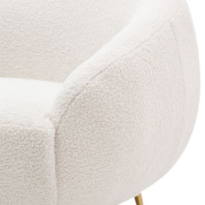 Modern Comfy Leisure Accent Chair Teddy Short Plush Particle Velvet Armchair with Ottoman for Living Room