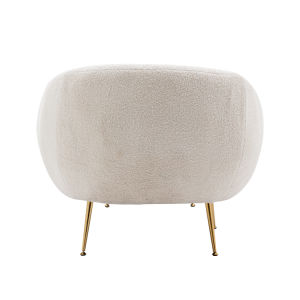 Modern Comfy Leisure Accent Chair Teddy Short Plush Particle Velvet Armchair with Ottoman for Living Room